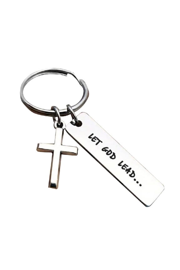 Stainless Steel Bag Charm Religious Keyrings Spiritual Key Pendant Prayer Keychain Inspirational Keychain for Daily