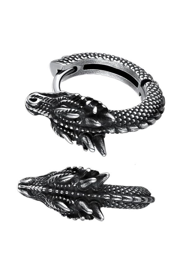 Stainless Steel Dragon Hoop Earrings Stainless Steel Ear Studs Unisex Jewelry Stylish Accessory for Party and Daily Use