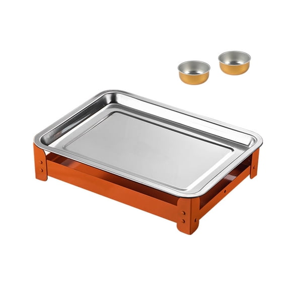 CIYISON Stainless Steel Food Warmers Container For Outdoor Grills Parties Candle Heated Meat Dish Holders With Detachable Design