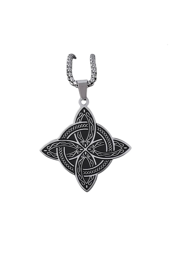 Stainless Steel Square Chain Witch Knot Choker Necklace Luck Jewelry