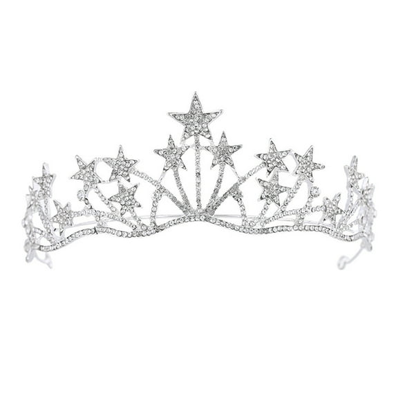 CIYISON Star Shaped for Rhinestone Crowns Bridal Crowns Tiaras Bridal Headpiece for Wedding Ceremony Party