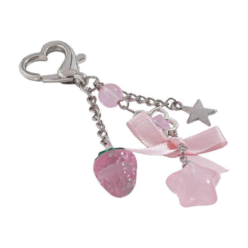 CIYISON Sweet Strawberry Star Bowknot Keychain Pendant Lovely ...