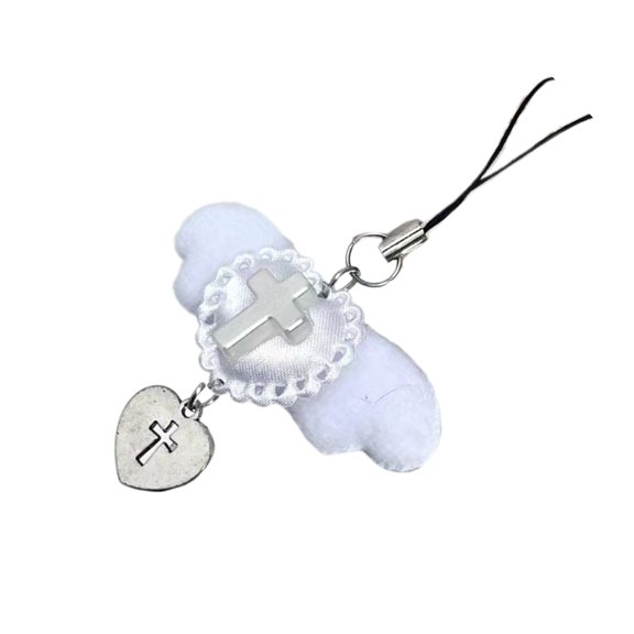 CIYISON Sweet Wing Heart Cross Pendants Phone Charm Straps Lanyard Purse Accessory