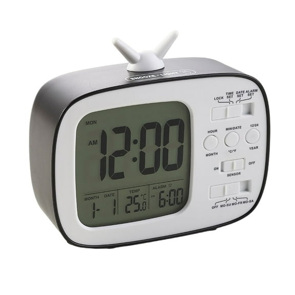 CIYISON TV Digital Display Alarm Clock With Calendar Thermometer for Bedsides Table