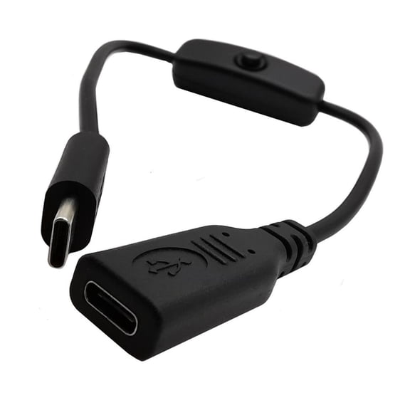 CIYISON Type C Extension Cord with Power Switches 30cm USB C Power Extension Cable with Switches PVC Cord for Tablets & Smartphones