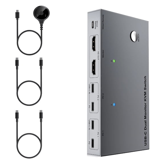 CIYISON USB C Double Monitor KVM Switcher For 2 Computers 4K 60Hz Resolution 80W Charging