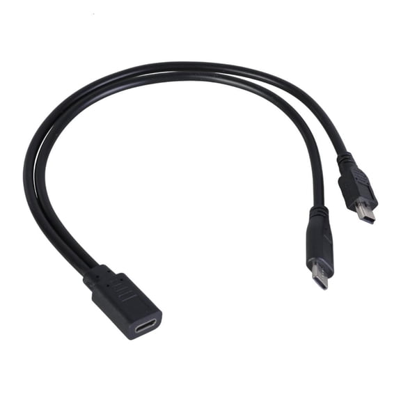 CIYISON USB C Female to Mini USB+Type C Male Charging Cable Extension Adapter