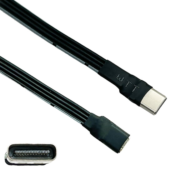 CIYISON USB C Male to USB C Female Extension Cable 90 Degree Ribbon Flat USB C Cable 18W Charging Data Transfer 480Mbps