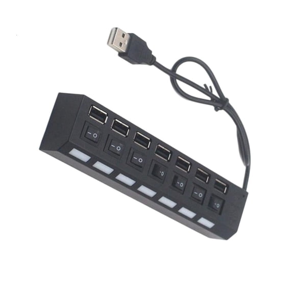CIYISON USB2.0 Splitter 7 Port USB Splitter USB2.0 Charging Port with Individual Switches Power Adapter for PC Laptop Accessorie