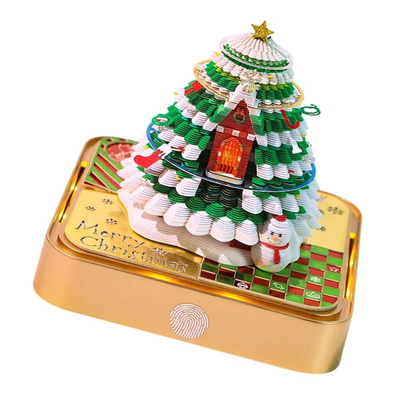 CIYISON Unique 3D Christmas Tree House Paper Sculpture Desk Calendar Desktop Decoration