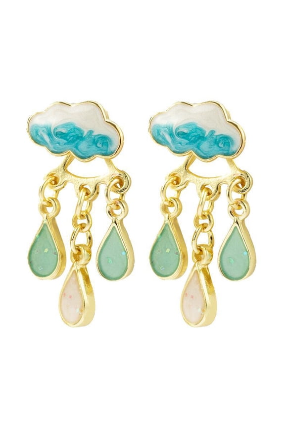 Unique Cloud and Raindrop Crystal Earrings Dangle Earwear Enhancing Any Outfit