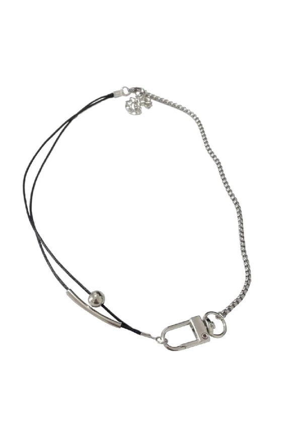 Unisex Spiked Necklace Black Rope Metal Buckle Splicing Collar Necklace for Women Adjustable Cool Punk Collar Choker