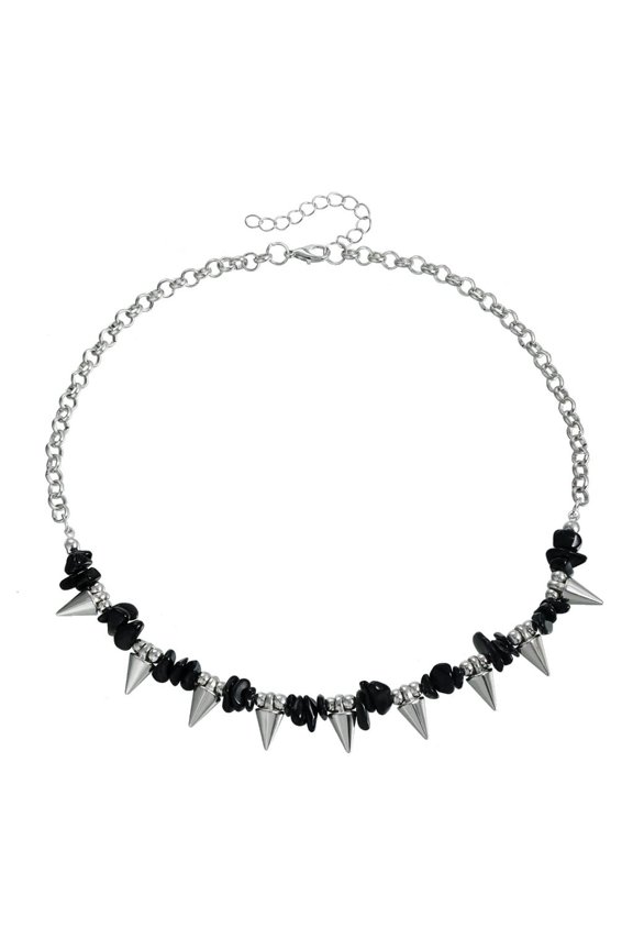 Unisex Spliced Alloy Gothic Necklace With Adjustable Chain Punk Style Body Jewelry