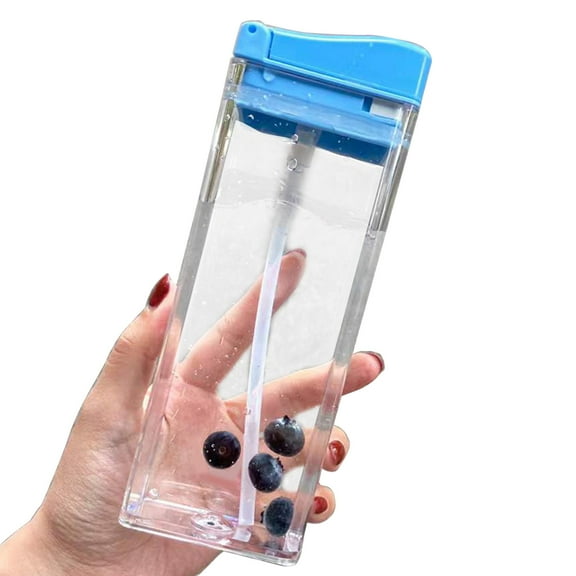 CIYISON Water Cup Travel Flat Bottle Portable BottlesDrinking Bottle with Straw 5 Colors