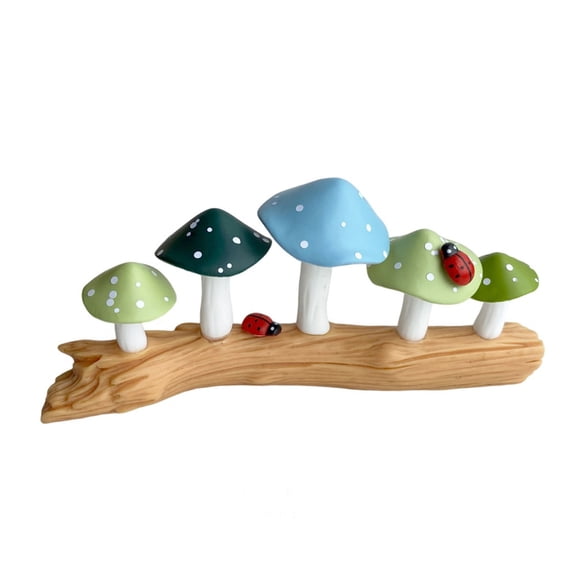 CIYISON Whimsically Mushrooms on Tree Stump Resins Figurine Ornament Garden Landscape Accessories Home Office Desktop Decoration
