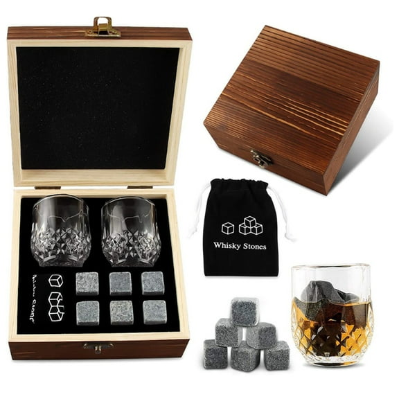 CIYISON Whisky Wine Tool Set Glass Cup Flannel Storage Bag Granite Stones Kit for Whiskey Wine Beer Juice Cool Drinks Gift Favors Supplies