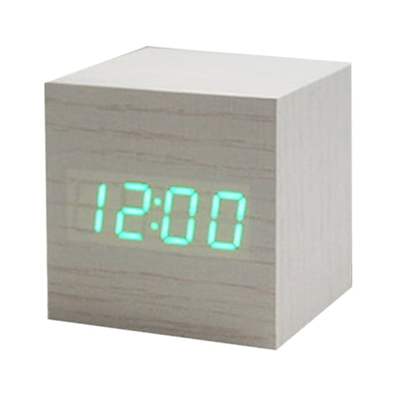 CIYISON Wood Cube Voice Control Alarm Clock Digital Clock Ornaments Crafts for Festival Holiday New Year Party Background