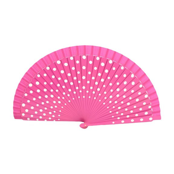 CIYISON Wood Hand Fan Flamenco Spanish Dots Pattern Folding Fan for Parties and Weddings