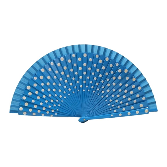 CIYISON Wood Hand Fan Flamenco Spanish Dots Pattern Folding Fan for Parties and Weddings