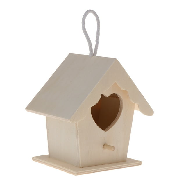 CIYISON Wooden Bird House with Perch for Outside Birdhouse to Paint for