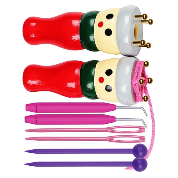 CIYISON Wooden Knitting Doll with Needle French Knitting Doll Set Knitting Tool Set
