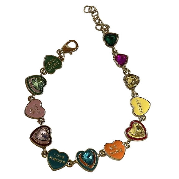 CIYISON Y2K Candy Color Bangle Love Heart Drop Oil Enamel Bracelet Fashionable Jewelry