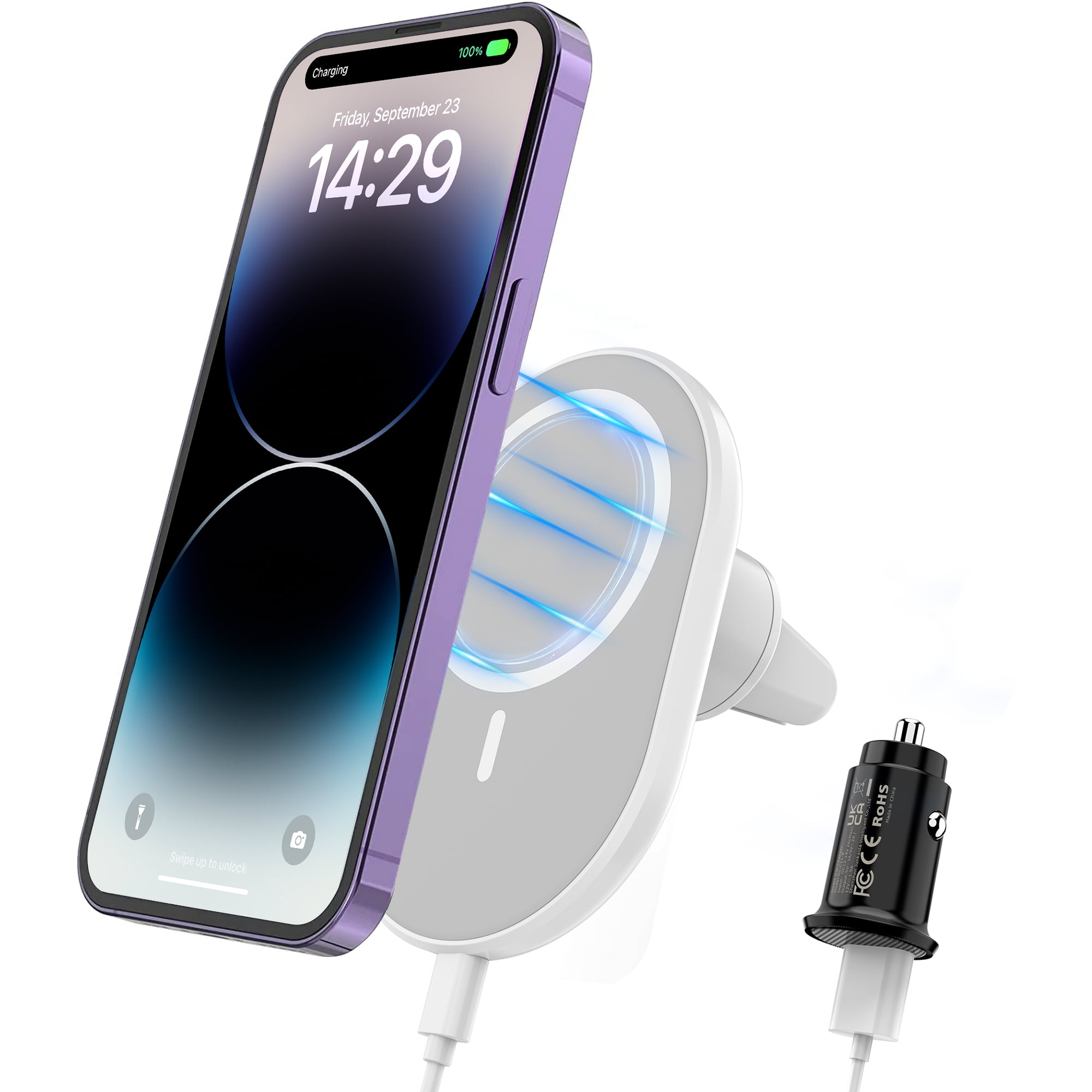 CIYOYO Wireless Car Charger, Compatible with MagSafe Car