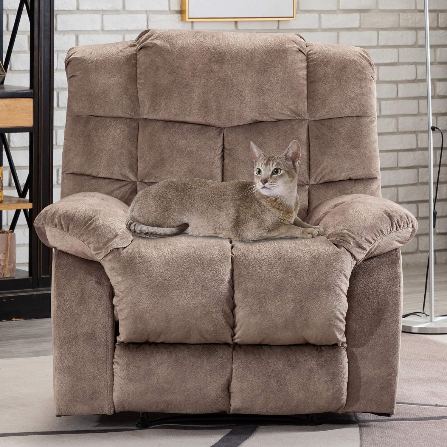 CIYOYO Single Recliner Chairs for Living Room Overstuffed Breathable