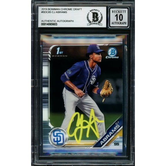 CJ Abrams Autographed 2019 Bowman Chrome Draft Rookie Card #BDC85 San Diego Padres Auto Grade Gem Mint 10 Beckett BAS 202931