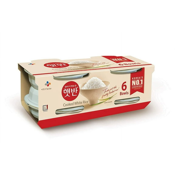 CJ Hetbahn Rice - White, Pre-Cooked, Ready-to-Eat, 7.4-oz (6 Count), Gluten-Free, Instant & Microwaveable
