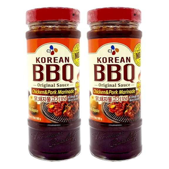 CJ Korean BBQ Sauce CHICKEN & PORK HOT & SPICY Marinade 16.9 oz. (Pack of 2)