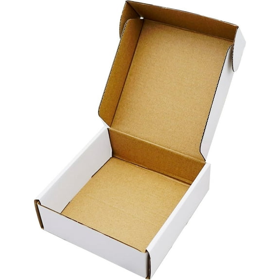 CJ Norva 25 Pcs 6x6x2 Inch Small White Shipping Boxes - Recyclable Corrugated Mailers for Storage, Packaging, Mailing, Gift Boxes, E-Commerce, Lightweight