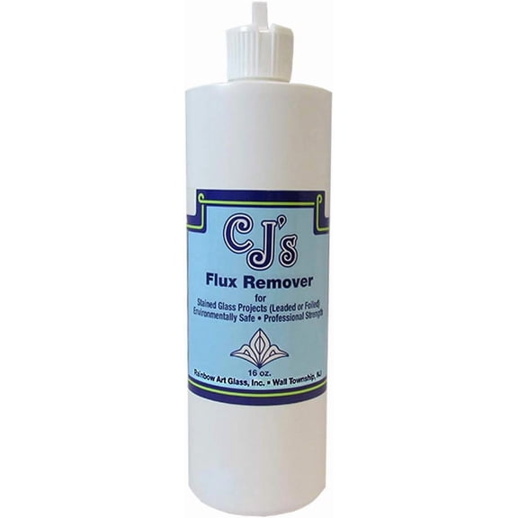 CJ's Flux Remover 16oz., Finest for Over 45 Years, Non-Toxic Cleaner for Glass Projects, Pour Spout
