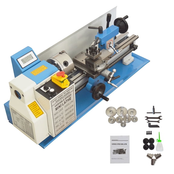 CJ0618 Metric Metal Lathe Bench Turning Machine Brushless Motor 110V for Metalworking Teaching DIY