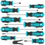 CJB 10-Piece Magnetic Screwdrivers Set, 5 Phillips and 5 Slotted Tips Professional Cushion Grip Screwdriver Set