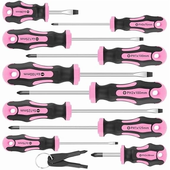 CJB 10-Piece Magnetic Screwdrivers Set, 5 Phillips and 5 Slotted Tips Professional Cushion Grip Screwdriver Set