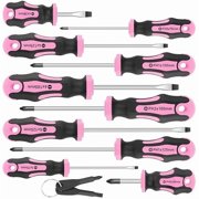 CJB 10-Piece Magnetic Screwdrivers Set, 5 Phillips and 5 Slotted Tips Professional Cushion Grip Screwdriver Set