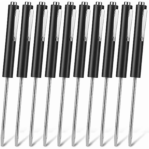 CJB 10 Pieces Pocket Screwdriver Mini Tops and Pocket Clips Magnetic Slotted Small Screw Driver with a Single Blade Head for Mechanical, Electrician(Black)