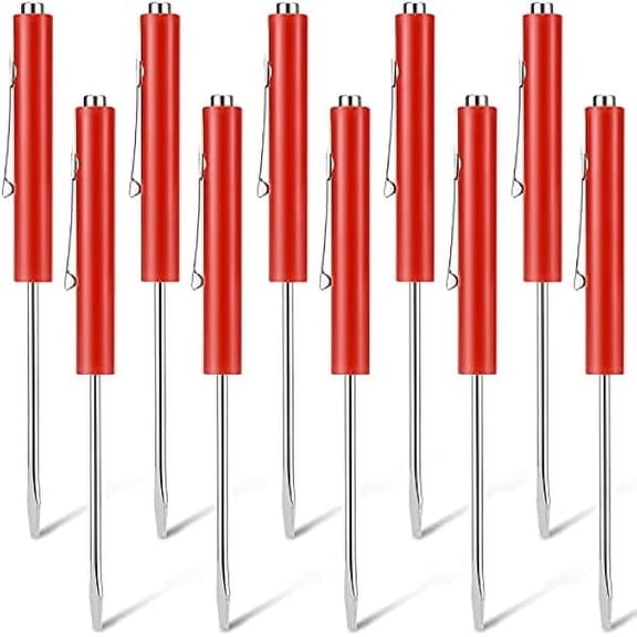 CJB 10 Pieces Pocket Screwdriver Mini Tops and Pocket Clips Magnetic Slotted Small Screw Driver with a Single Blade Head for Mechanical, Electrician(Red)