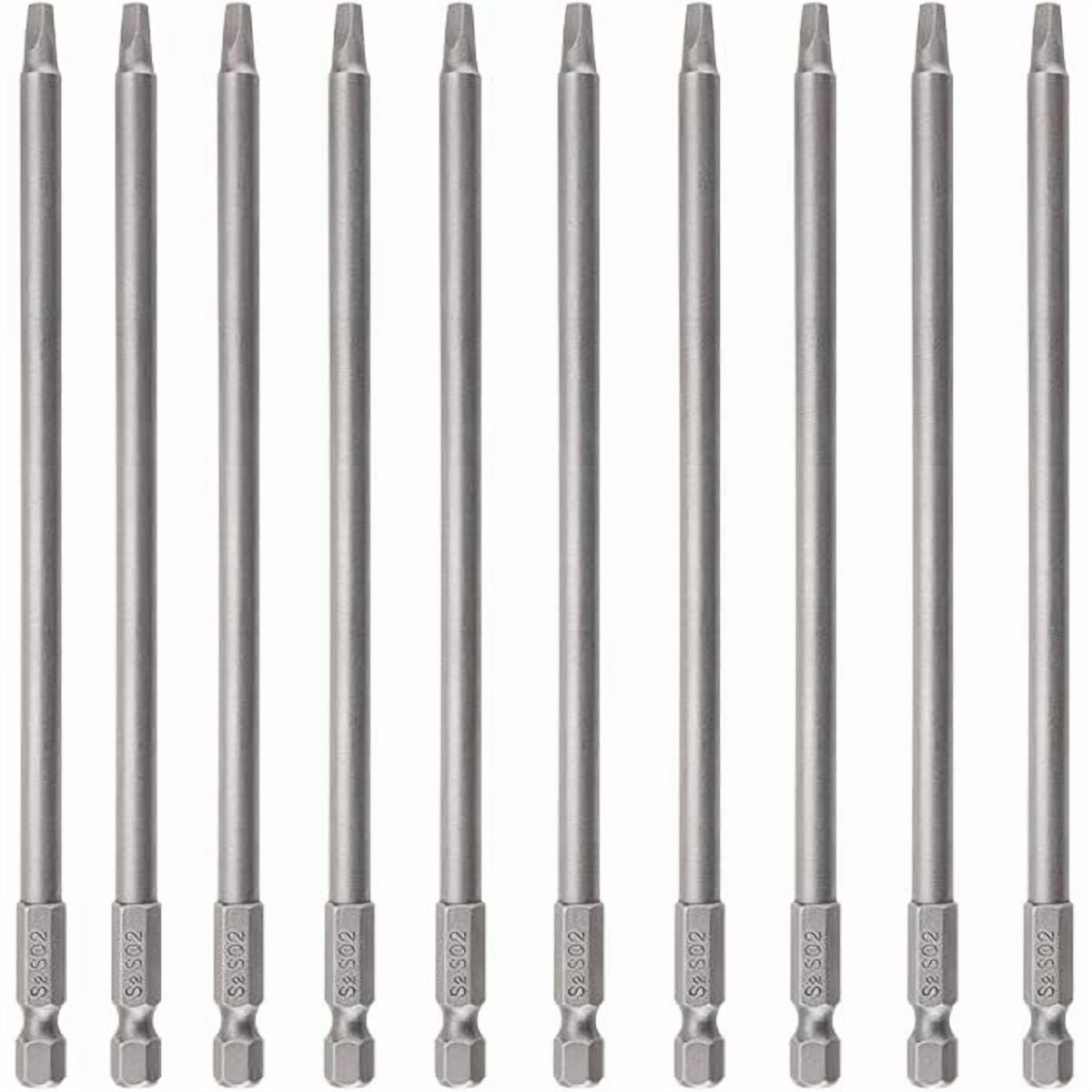 CJB 10pcs 1/4 Inch Hex Shank Long Magnetic Square Head Screwdriver Bits Set Power Tools SQ2 For Poket Hole Jig- 6 inch Length
