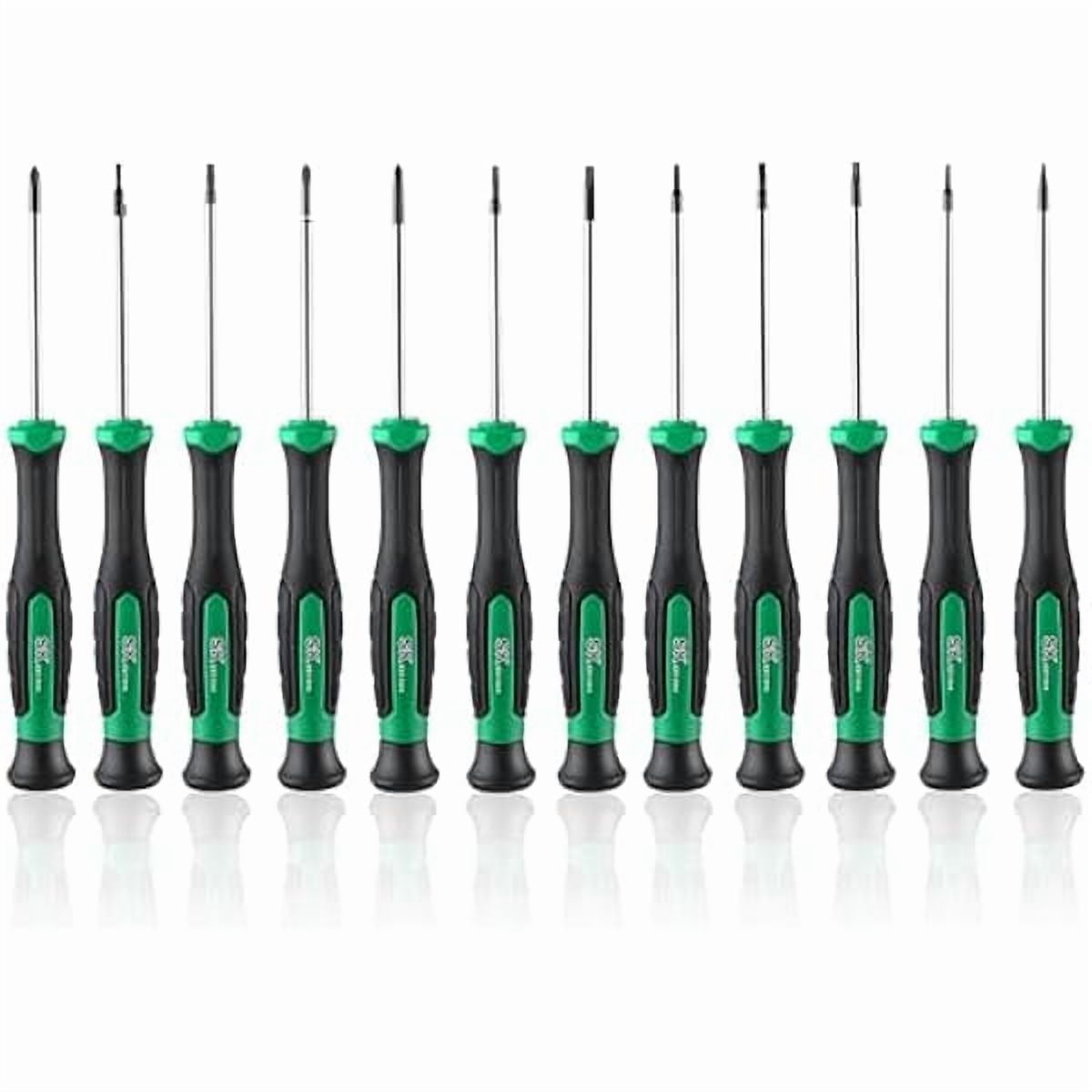 CJB 12-Piece Mini Screwdriver Set, Includes Slotted/Phillip/Star Screwdrivers, Magnetic Tips, Premium Alloy Steel, SureGrip Handle