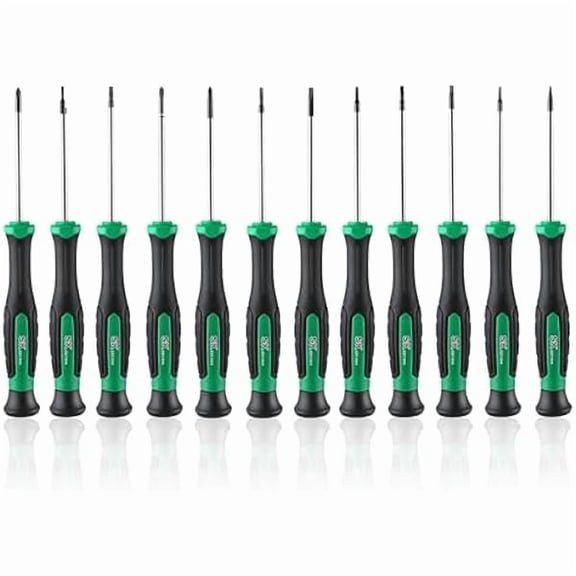 CJB 12-Piece Mini Screwdriver Set, Includes Slotted/Phillip/Star Screwdrivers, Magnetic Tips, Premium Alloy Steel, SureGrip Handle