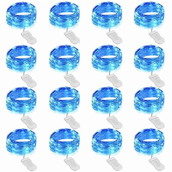 CJB 16 Pack Blue Fairy Lights Battery Operated String Lights, 6.5ft 20 Mini LED Lights, IP67 Waterproof Twinkle Lights for Mason Jar Wedding Centerpiece Decor Christmas Bedroom
