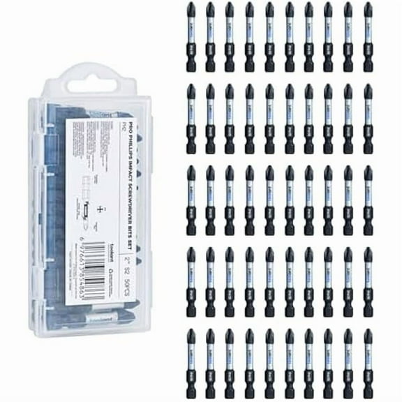 CJB 2 Inch Phillips Bit#2 Magnetic Anti Slip Impact Screwdriver Bits Set(50Pack)