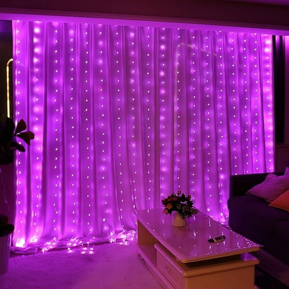 CJB 300LED Pink Fairy Curtain Lights for Bedroom, 3mx3m 8 Modes USB Plug in Window Christmas Led String Hanging Lights with Remote for Backdrop Wedding Party Home Garden Outdoor Indoor