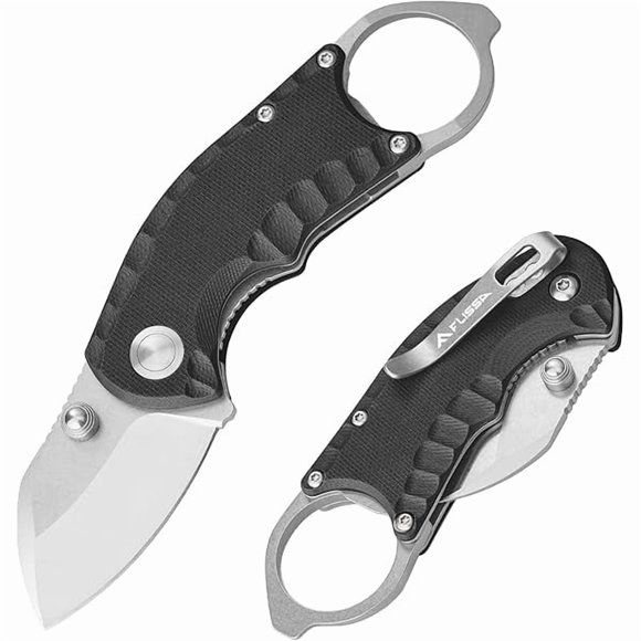 CJB 4" Small Folding Pocket Knife, Lightweight Utility Knife, Black G10 Handle, EDC Pocket Knife with 8Cr13MoV Steel Blade, Carry Pocket Clip, Bottle Opener and Flat Head Screwdriver, Liner Lock