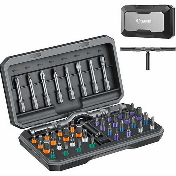 CJB 42 in 1 Magnetic Screwdriver Set, Multi Bit Free Combination Ratchet Screwdriver Set Portable Repair Tool Kit for Gifts, Furniture, Computer, Bicycle and DIY Grey