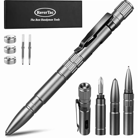 CJB 5-in-1 Multitool Pen with LED Light, Glass Breaker, Whistle & Screwdriver, Extra Batteries & Ink Refills, Premium Gift Box Best EDC Tool Gift for Men, Dads, Husbands & Handymen