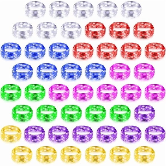 CJB 50 Pack LED Fairy Lights Battery Operated String 3 Speed Modes 7 Ft 20 LED Starry Wedding Decoration Waterproof Wire Twinkle Light for DIY Jar Bedroom Christmas (Colorful Color)