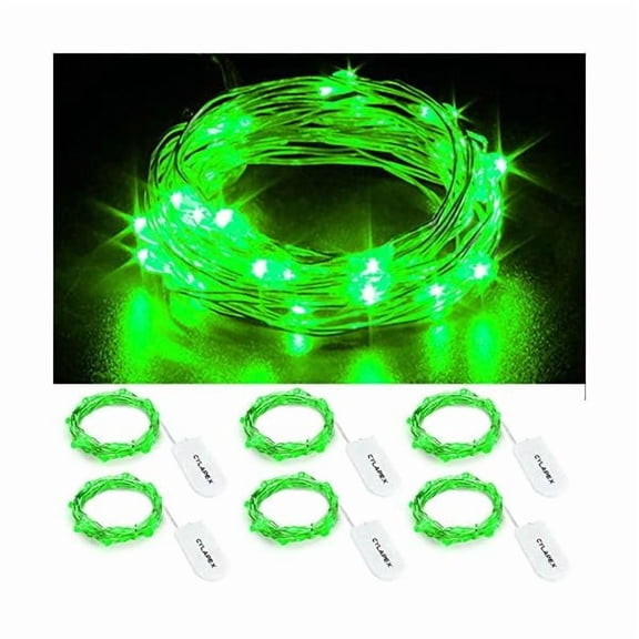 CJB 6 Pack Green Fairy Lights String Battery Operated Fairy Lights Firefly Lights LED Starry String Lights 3.3ft 20 LEDs Silvery Copper Wire for Christmas DIY Decoration Costume Wedding Party